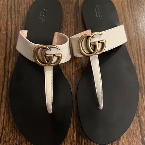 gucci marmont 105 leather sandals|Gucci Marmont leather thong sandals.